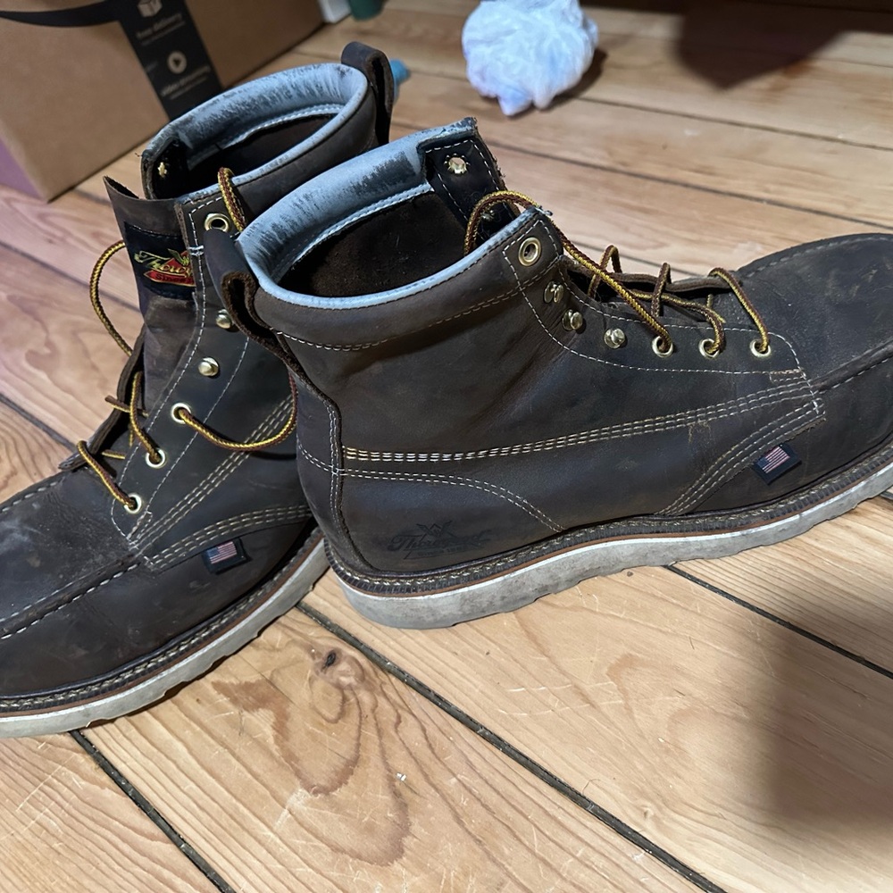 Thorogood 804-4375 Men's 6" Leather Moc Steel Toe Work Boots Brown Size 11